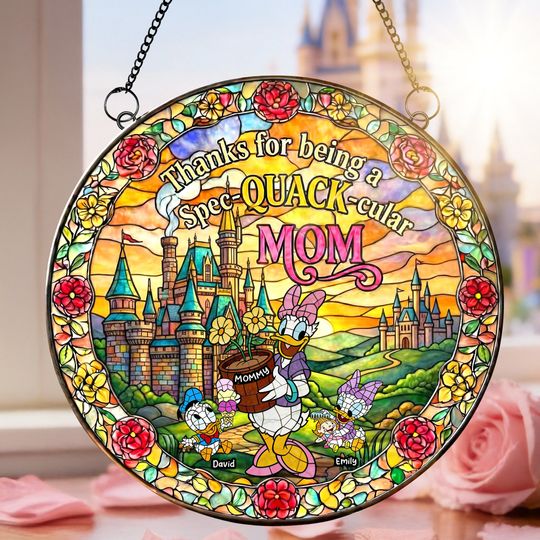 Discover Duck Mom And Kids Suncatcher  - Personalized Gifts For Mother's Day Suncatcher Ornament
