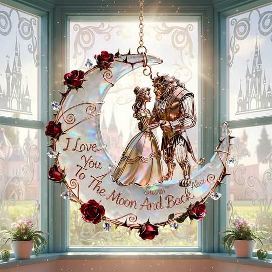 Discover Enchanted Moon Suncatcher Ornament  Personalized Gifts For Couple