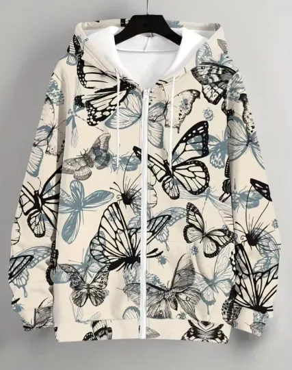 Discover 3D Butterflies Zip Hoodie Unisex
