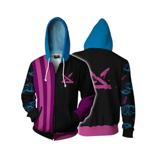 Discover 3D Printed Long Sleeve Zip Up Hoodie