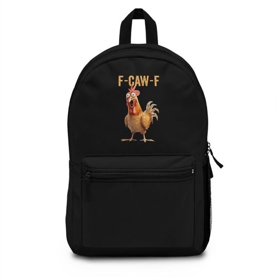 Discover Funny Screaming Chicken Backpack, F-CAW-F Joke Graphic