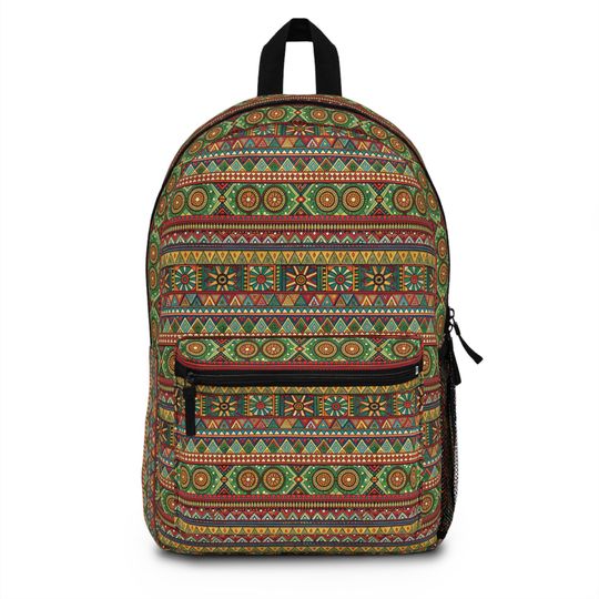 Discover Boho Pattern Backpack, Trendy Polyester School Travel Bag