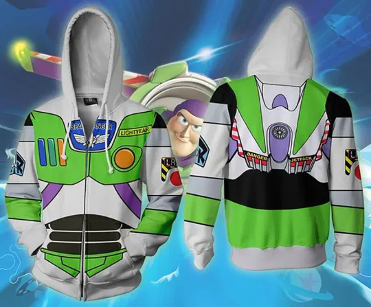 Discover Toy Story 4 Buzz Lightyear Cosplay Hoodie 3D Printed Zipper up Jacket
