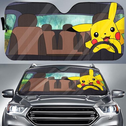 Discover PKM Pika Car Sunshade, Pika Car Decor, PKM Auto Sunshade, PKM Car Sun Protector, Funny Sun Visor Car, Pika Car Sunshade