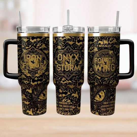 Discover Onyx Storm Engraved Tumbler 40Oz, Flame Dragon Tumbler Cup, Fantasy Bookish Coffee Tumbler, Fourth Wing Merch, Gift For Readers