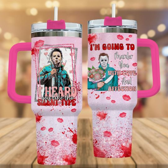 Discover Michael Myers Valentine 40oz Tumbler, Horror Valentine Day Tumbler Cup, Michael Myers Valentine Tumbler, Boyfriend Girlfriend Gift