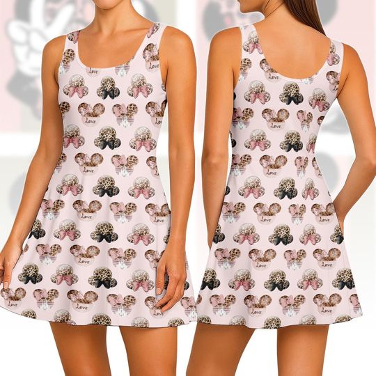 Discover Disney Animal Kingdom Skater Dress, Minnie Mouse Safari Mini Dress, Animal Print A-line Dress, Disney Vacation Outfit, Gift For Her