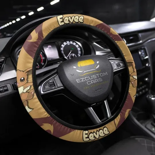 Discover Eevee PKM Anime Steering Wheel Cover Eevee Car Accessories