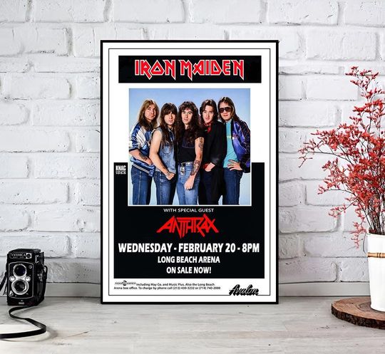 Discover Iron Maiden & Anthrax Vintage 80s Heavy Metal Poster | Retro Rock Wall Art
