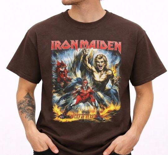 Discover Comfort Colors Vintage Iron Maiden Number of the Beast Men's Heavy Metal T-Shirt