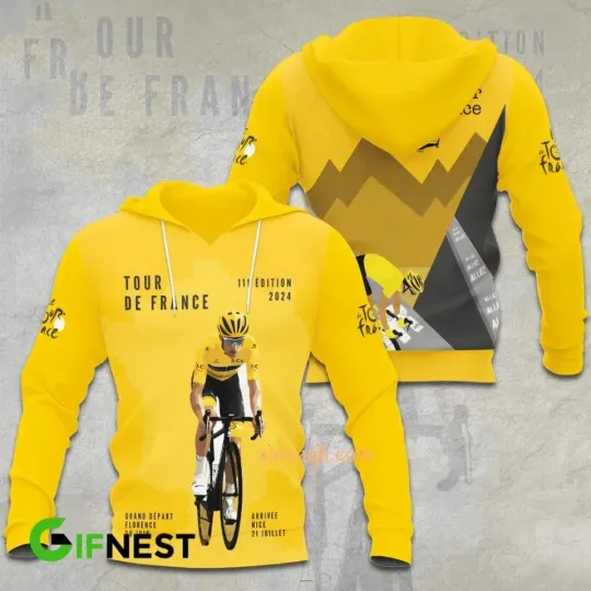 Discover Tour De France 3D Hoodie Yellow White Men’s 2024