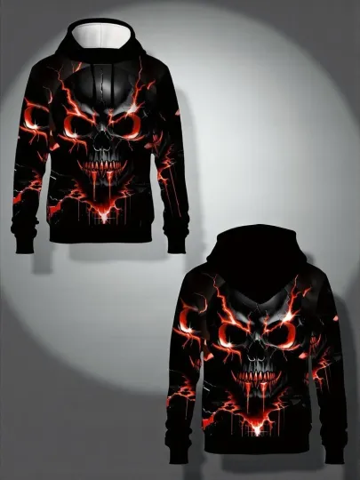 Discover 3D Skull Print Hoodie Unisex, All Over Skull Design