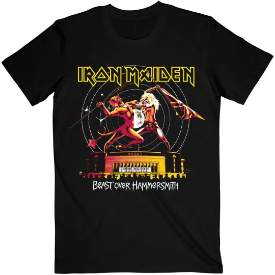 Discover Men's Iron Maiden Beast Over Hammersmith Eddie & Devil Tonal T-Shirt Medium