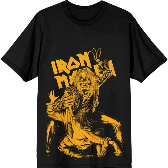 Discover Men's Iron Maiden No Prayer Claw Jumbo Yellow T-Shirt