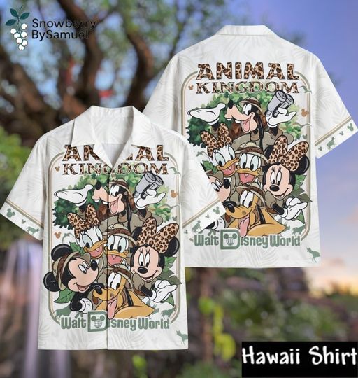 Discover Safari Animal Kingdom Hawaiian Adult Shirt, Jungle Adventure Vacation Shirt, Tropical Kid Animal Theme Hawaii Shirt, Family Summer Shirt