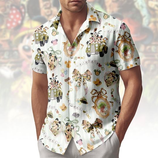 Discover Animal Kingdom Hawaiian Shirt, Mickey Safari Button Shirt, Disney Adventure Matching Hawaii Set, Disney Men Swim Shorts, Gift For Him