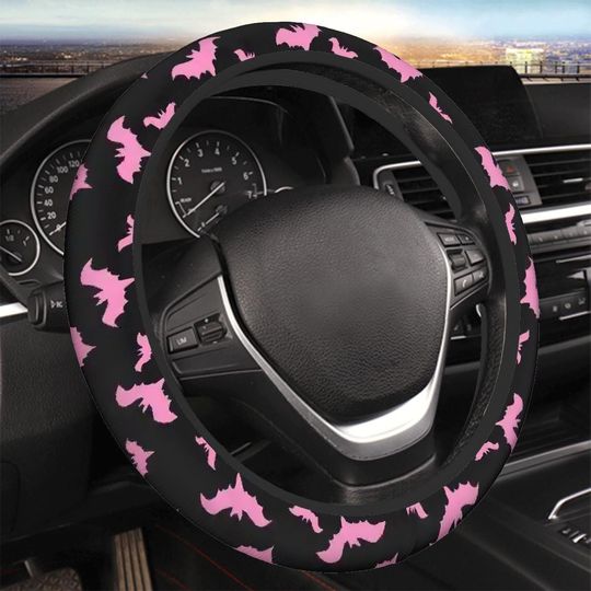 Discover Pink Bats Car Steering Wheel Covers, Witchy Gothic Car Accessories for Women, Cute Car Decor, Black Halloween Gothic Gift
