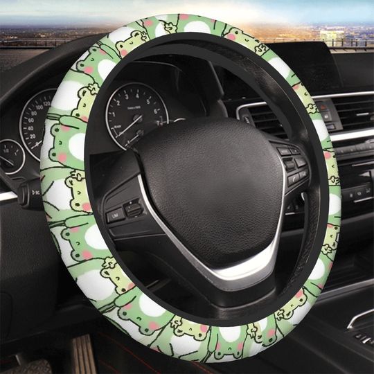 Discover Green Kawaii Frog Car Steering Wheel Covers, Funny Car Accessories, Cute Car Decor, Gen Z Gift