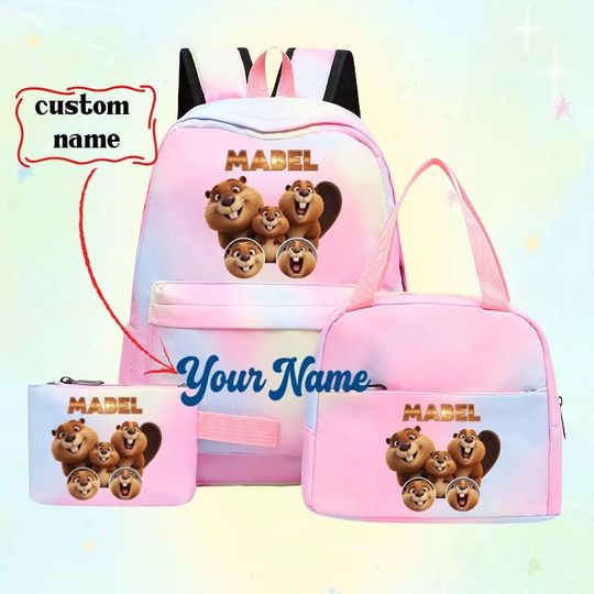 Discover Disney Hoppers Mabel Tanaka Backpack, Pixar Movie Tee Style School Bag, Personalized 3pc Set, Disney Trip Vacation Gift, Custom Name