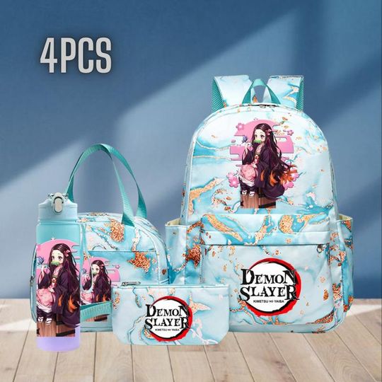 Discover demon 4PCS School Backpack Set with Water Bottle