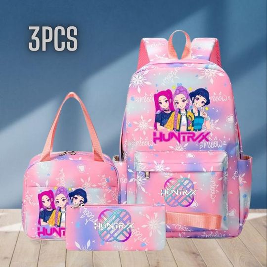 Discover Kpop Demon Hunters 3PCS Backpack Set  Cute Anime School Bag with Lunch Bag & Pencil Case for Teens