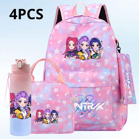 Discover Kpop Demon Pastel Star School Bag Set  4PCS Backpack Bundle for Kids & Teen Girls