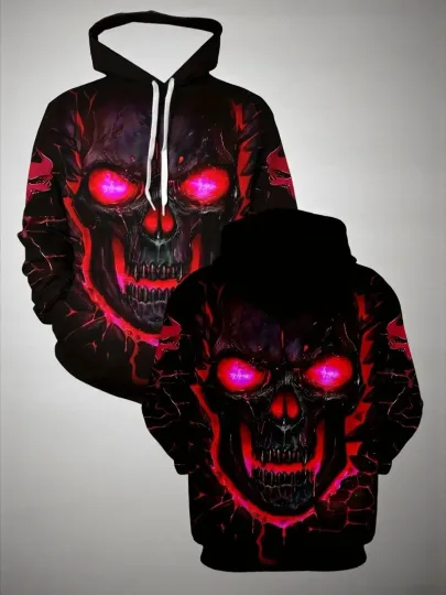 Discover 3D Skull Print Hoodie Unisex All Over