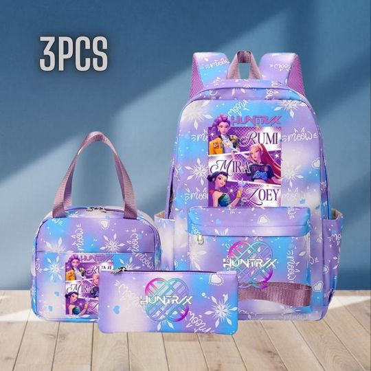 Discover Kpop Demon Hunters Cartoon Backpack 3 Piece Set  Aesthetic Student School Bag Gift for Girls Boys