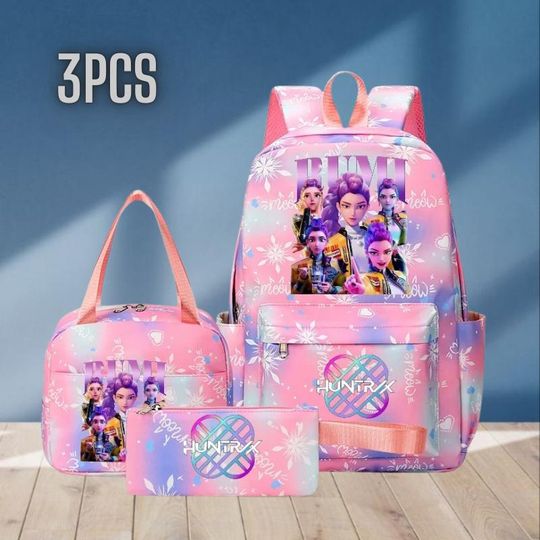 Discover Kpop Demon Hunters Anime Backpack 3PCS Set  Large Capacity School Bookbag for Teens