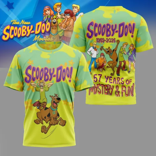 Scooby-Doo 57 Years Of Mystery & Fun T-Shirt 1969-2026 3D All Over Print Tee