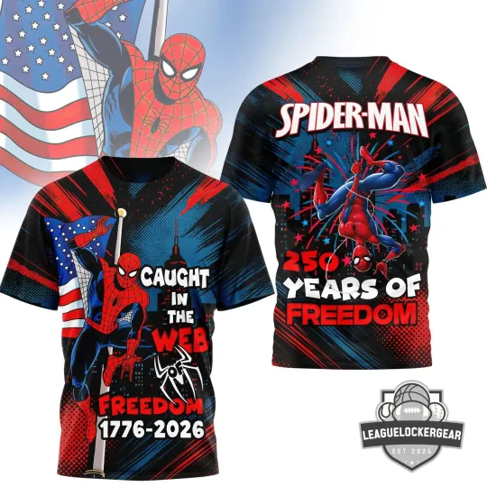 Discover Spider-Man 250 Years of Freedom 1776-2026 3D T-shirt