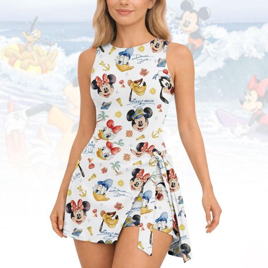 Discover Disney Cruise Tennis Dress, Mickey & Friends Skirt Dress, Disney Summer Vibes Sporty Dress, Disney Cruise Outfit, Gift For Her