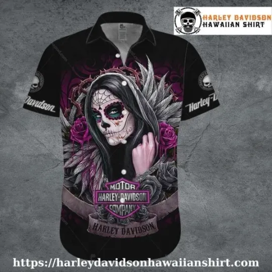 Discover Dark Roses Beauty Harley Motor Racing Davidsonn Hawaiian Shirt for Women