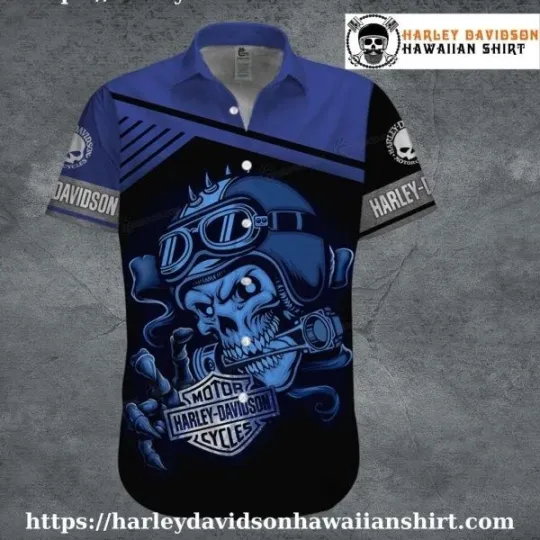 Discover Angry Skull Helmet Harley Motor Racing Davidsonn Aloha Shirt for Men
