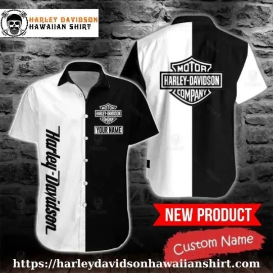 Discover Black and White Custom Harley Motor Racing Davidsonn Aloha Shirt