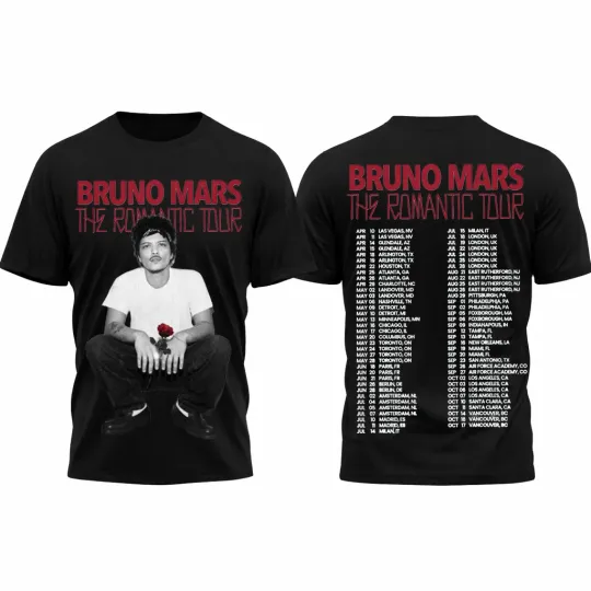Bruno Mars The Romantic Tour 2026 All Over Print Shirt