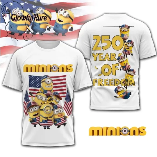 Discover 2026 Usa 250Th Anniversary Mi.ni.ons Shirt Patriotic 4Th Of July Graphic Tee