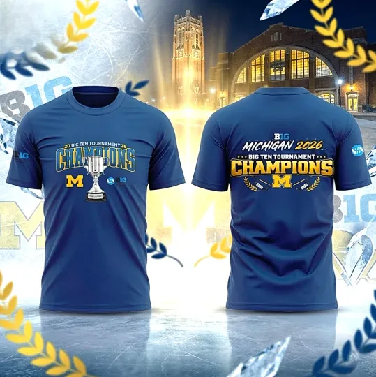 Discover Michigan Wolverines Hockey 2026 Big Ten Mens Ice Hockey Tour Champions Shirt