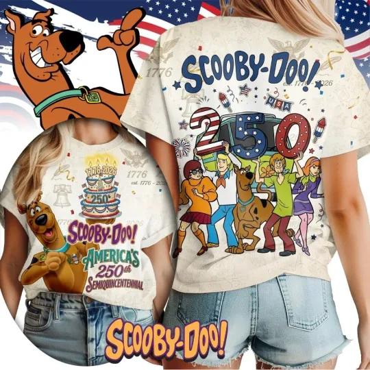 Scooby-Doo America’s 250th Semiquincentennial T-Shirt 1776-2026 3D All Over Prin