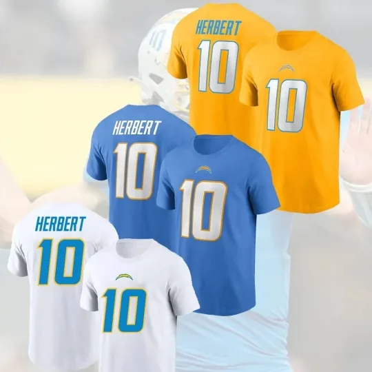 Discover 🔥HOT! Justin Herbert #10 Los Angeles Chargers Team 2025 Name and Number