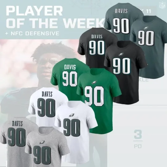 Discover 🔥HOT! Jordan Davis #90 Philadelphia Eagles Name & Number Gift For Fan, S-5XL