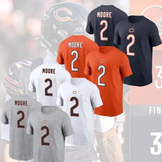 Discover DJ Moore #2 Chicago Bears Name and Number Gift For Fans