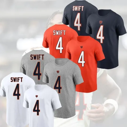 Discover D'Andre Swift #4 Chicago Be.ars PlayerTeam 2025 Name and Number For Fans