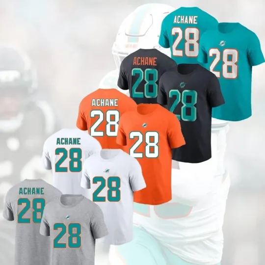 De’Von Achane #28 Miami Dolphins Player Team 2025 Name and Number For Fan