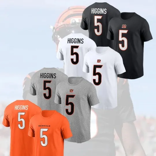Discover Tee Higgins #5 Cincinnati Bengals Team Name & Number Gift For Fan