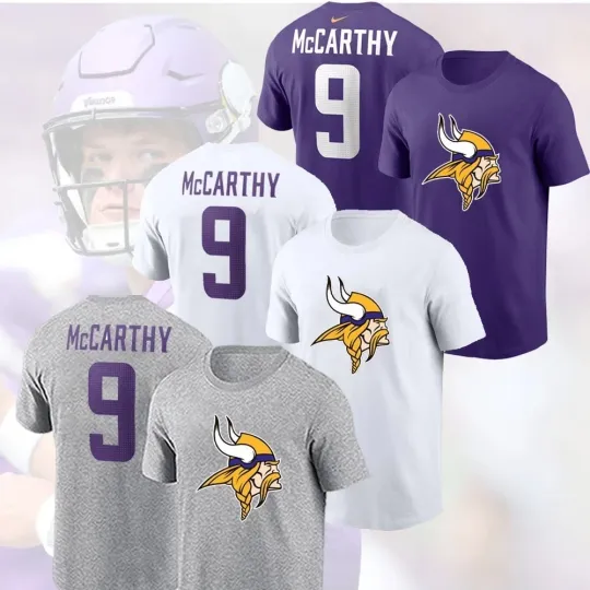 J.J. McCarthy #9 Minnesota Vikings Team Name and Number