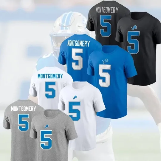 Discover I David Montgomery #5 Detroit Lions Team Name and Number