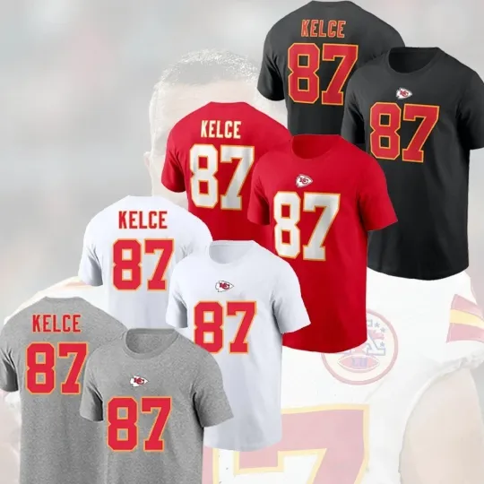 Travis Kelce #87 Kansas City Chiefs Name and Number