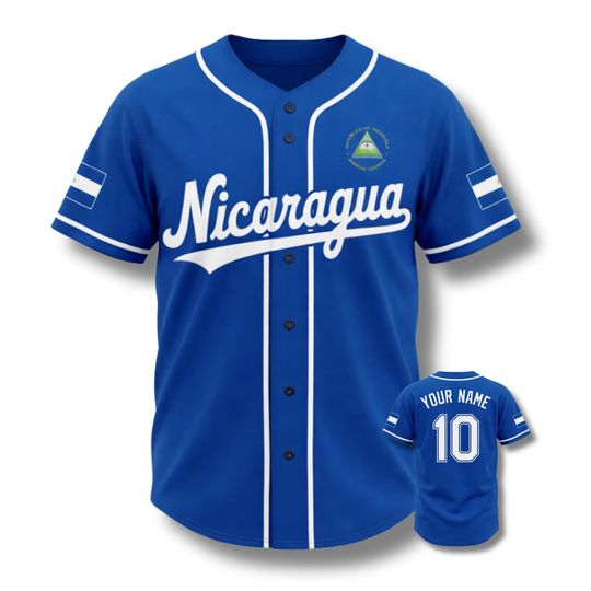 Discover Nicaragua Baseball Jersey Custom Name Number, Blue Latin Pride Jersey Gift for Fans