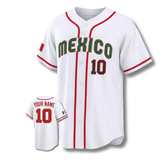 Personalized Mexico 3D Baseball Jersey, Custom Name Number Button Up